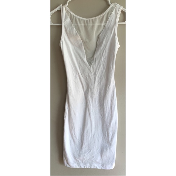 White // American Apparel Gloria Bodycon Mesh Scoop-Back Mini Dress - Picture 5 of 8